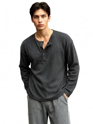 Image of Men's Textured Fabric Solid Half-Open Collar T-Shirt | Full Sleeve, Casual Shirt