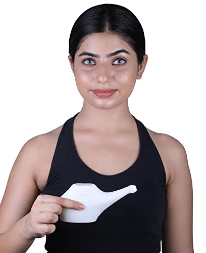 Traveller\'s Durable Neti Pot, Nose Cleaner for Sinus Dishwasher Safe with 2 Silicone Nozzle Tip, 225 Ml Capacity, White Color (White) - Thumbnail 6