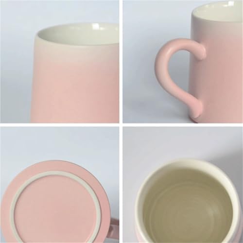 Taza de café de cerámica rosa de 11.5 oz con tapa para té, agua y jugos 4