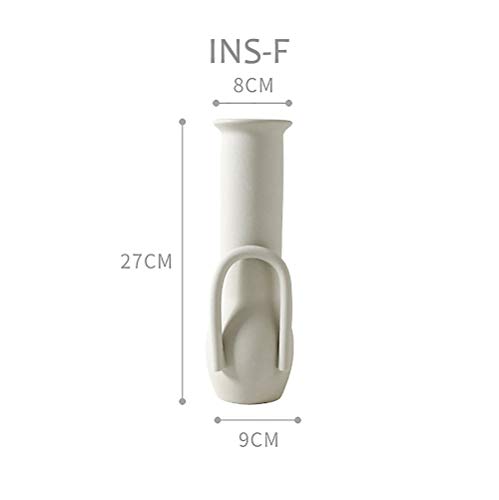 Inglenix Grey White Ceramic Vases Nordic Minimalism Style Decoration For Centerpieces, Kitchen, Office Or Living Room, Modern Geometric Decorative Tall Vase For Home Decor (Ins-F) #TOP1