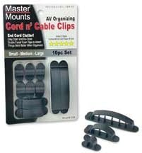 108 Cord n Cable Clips for AV Cord Management - Tames The Wild Cords Behind Your TV and Electronics, Set Includes 10 Clips Black