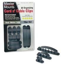 Master Mounts 108 Cord n' Cable Clips for AV Cord Management - Tames The Wild Cords Behind Your TV and Electronics, Set Includes 10 Clips (Black)