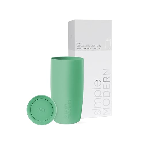 Image of Simple Modern Travel Coffee Mug Tumbler with 360 Lid | Ceramic-Lined Insulated Stainless Steel Cold Brew Iced Coffee Cup Thermos | Gifts for Women Men Her Him | Voyager Signature | 16oz | Mistletoe