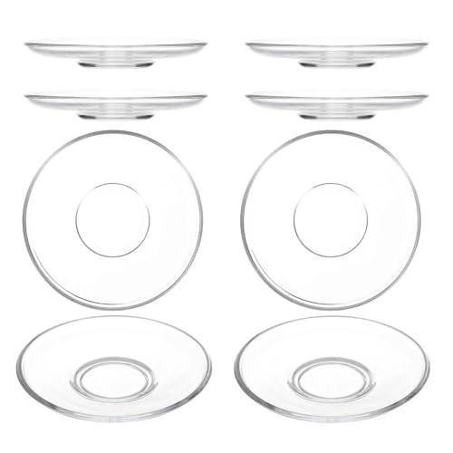PRETYZOOM 8 Piezas Platillo De Cristal Transparente Plato De Merienda Bandeja De Postre De Vidrio
