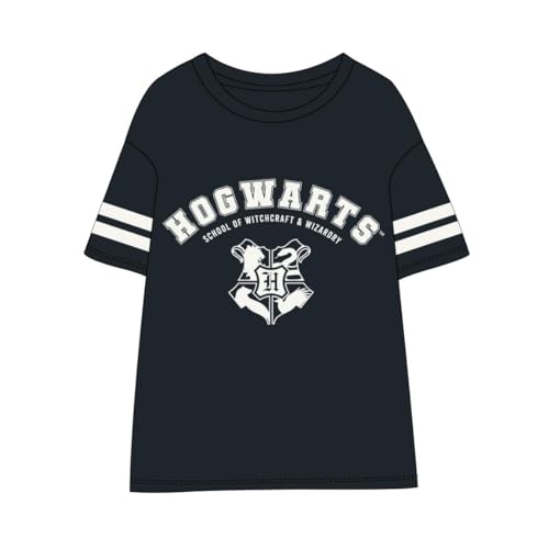 Camiseta de Manga Corta de Harry Potter - Color Negro - Talla S - Elaborado con Algodón 100% de 160 gsm - Estampado con el Escudo de la Casa de Hogwarts - Producto Original Diseñado en España