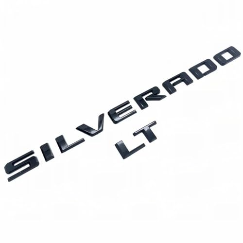 Image of 2019-2025 2pack OEM Nameplate with LT Emblem 3D Letters Badge Replacement for Silverado 1500 2500HD 3500HD 86539786 (Glossy Black)