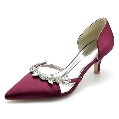 Escarpins de mariage en satin à talon chaton bas et bout fermé sexy