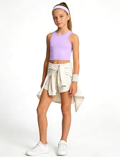 Image of HASMES Girls Athletic Tank Tops Sleeveless Basic Dance Crop Tops for Kids