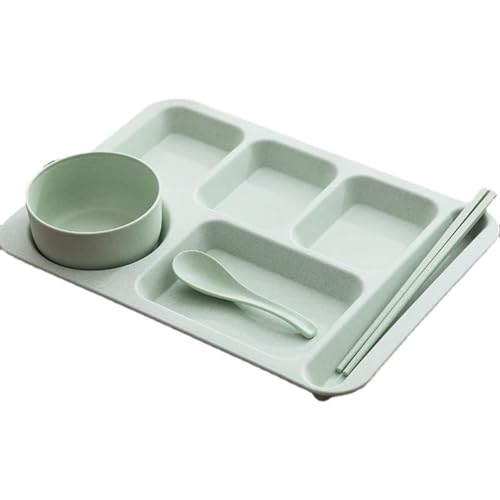 Ohget ランチプレート 深め すくいやすい 仕切り皿 分割プレート 小麦繊維製 軽量・割れにくい ワンプレート バランス食に最適 子供用・大人用 食洗機対応 ブルー (グリーン)