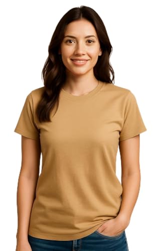 Image of Women's Solid Round Neck Half Sleeves Polyester T-Shirts, Moisture Wicking t-Shirt (Pack of 1)