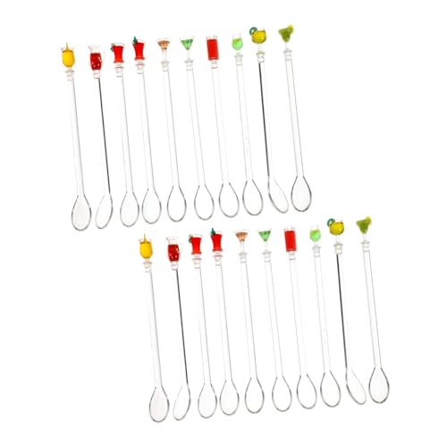 Hemobllo 20 Piezas Unidades de Agitadores Reutilizables de Acrílico para Café y Cócteles Cucharas Mezcladoras Ergonómicas para Bebidas Fáciles de Limpiar para Hogar Oficina y