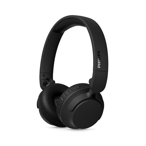 PHILIPS TAH4500BK – Casque Supra-aural sans Fil à réduction de Bruit, 70 h d’autonomie, Dynamic Bass, Haut-parleurs 32 mm, multipoint Bluetooth 6.0, Coussinets et Batterie remplaçables, Noir