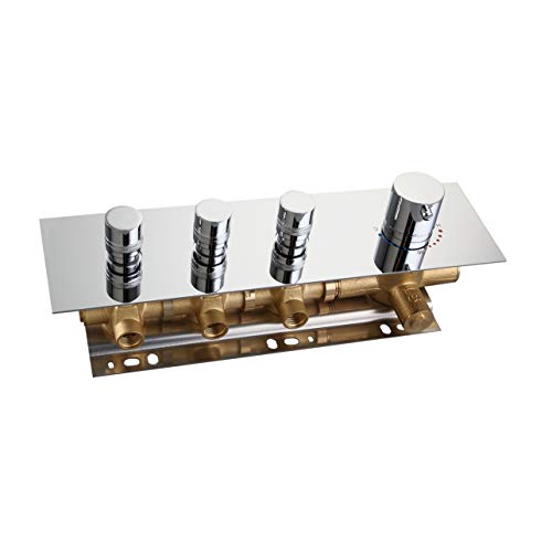 70% Off Discount JiaYouJia Modern Thermostatic 3-Function 3-Outlet Solid Brass Mixer Shower Valve & Trims in Polished Chrome