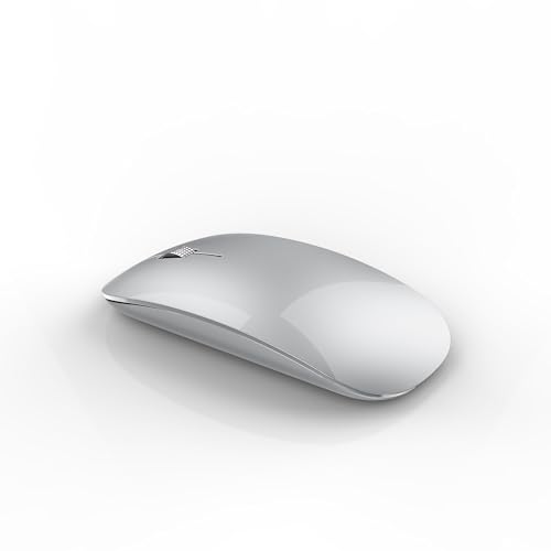 Offbeat - Atom Dual Bluetooth 5.1+5.1 & 2.4Ghz Wireless, Type-C Rechargeable Silent Click Mouse, Triple Device connectivity Windows, Mac, iOS, Android (Silver)