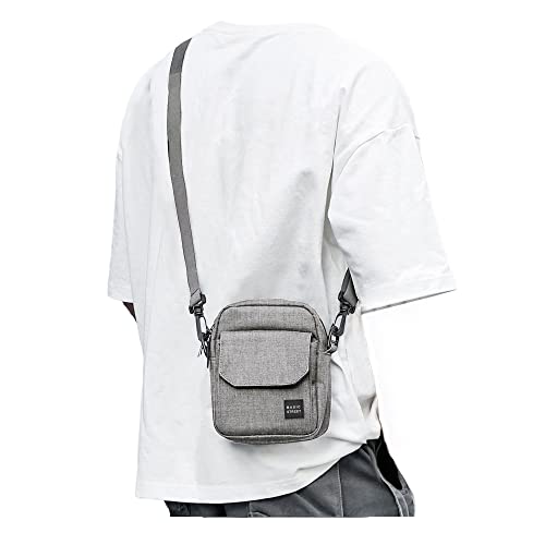 BJLFS Small Crossbody Bag Side Shoulder Bag For Men, Women Mini Messenger Bag, Grey-large