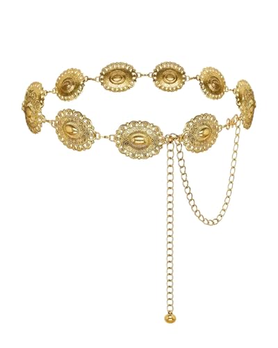 Women's Western Cowgirl Concho Belt Metal Vintage Style Adjustable - For Dresses, Jeans & Country Concerts​