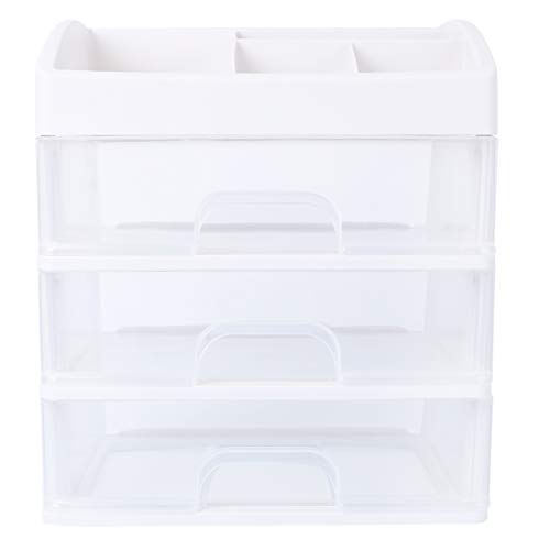 Cabilock Organizador de cosméticos para joias, maquiagem, plástico, 3 camadas, organizador de gaveta