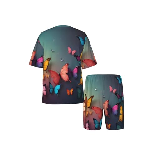 Pyjama doux contre transpiration nocturne ensemble motif papillon fluide