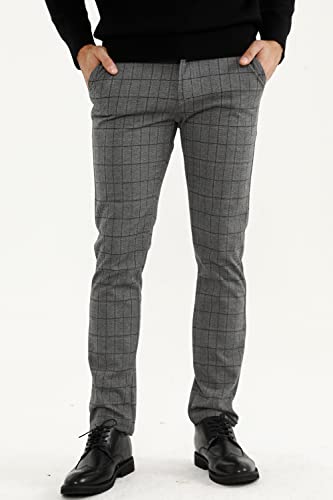 Gingtto Mens Plaid Pants Stretch Dress Pants For Men Slim Fit Slacks Men Grey Size 30 #TOP3