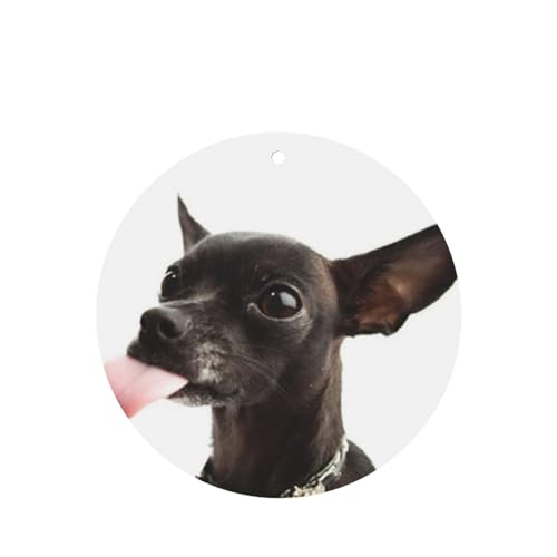 吊り下げ式車用芳香剤カード 2枚パック - 長持ちする吊り下げ式アロマセラピーカード (ラベンダーの香り) 車、自宅の寝室、ワードローブ、靴箱などに最適。ユニセックス (ブラウンカメラ、ブラックチワワの頭、クローズアップ、犬、かわいい、面白い)