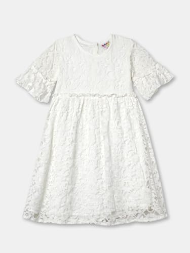 Image of ZION Girls Lace Dress with Bell Sleeves & Ruffles | Perfect for Every Occasions | 2-14 Years, Multiple Colors