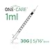 ONE-CARE Syringes 1 ml/cc, 30G x 5/16’’ (8mm), Orange Cap, 100/box