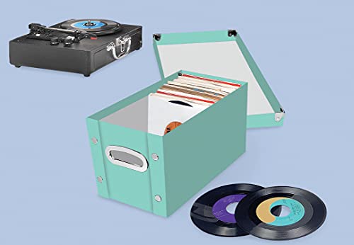 Image of Snap-N-Store Vinyl 45 Record Box, for 45 RPM Vinyl Storage, 8.25 x 7.5 x 14.5 Inches, Mint, SNS02417
