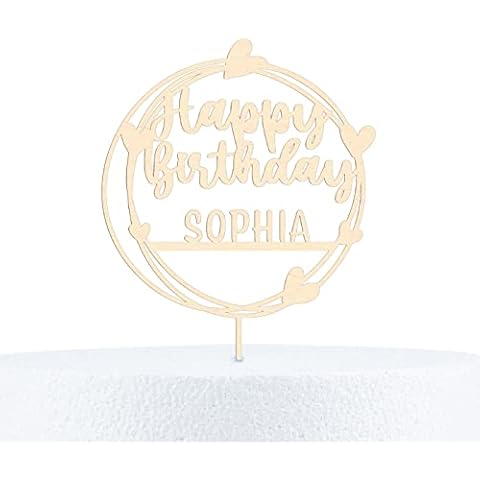 Happy Birthday Cake Topper Geburtstag Kuchendeko aus Holz oder Acryl personalisiert Cover