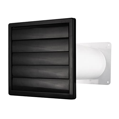 Mauerdurchführung Abzugshaube Mauerkasten Lamellengitter graphit mit Rückstauklappe Ø 150 mm