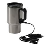 SageFurned Tazza riscaldante da 12 V, 500 ml, in acciaio inox, per auto, tazza isolante sottovuoto, con funzione di riscaldamento e coperchio, elettrica, 120 W, argento