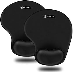 Soqool Mouse Pad, 2 Pack Ergonomic Mouse Pads with Comfortable Gel Wrist Rest Support and Lycra Cloth, Non-Sli