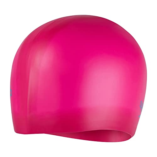 Image of Speedo Unisex Kids Long Hair Chlorine Resistant Swim Cap for Boys and Girls - Pink & Blue