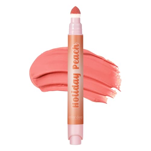 COLOR DEEP Cushion Tint Velvet Lip Tint with 45 Tulip Sponge, Longwear Blurring Powdery Finish, Holiday Peach