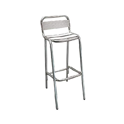 Tabouret de Bar Aluminium - Assise et Dossier en Lattes