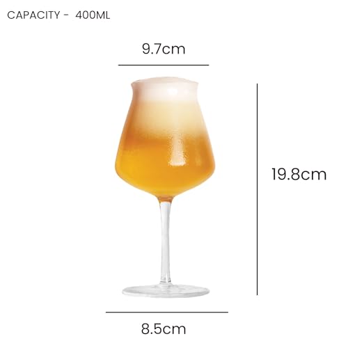 Image of Sipologie Teku Stemmed Beer Glass 400Ml, Set of 4- Enhances Aromas for A Refined Tasting Experience - Great Beer Mug for Gifting, Transparent