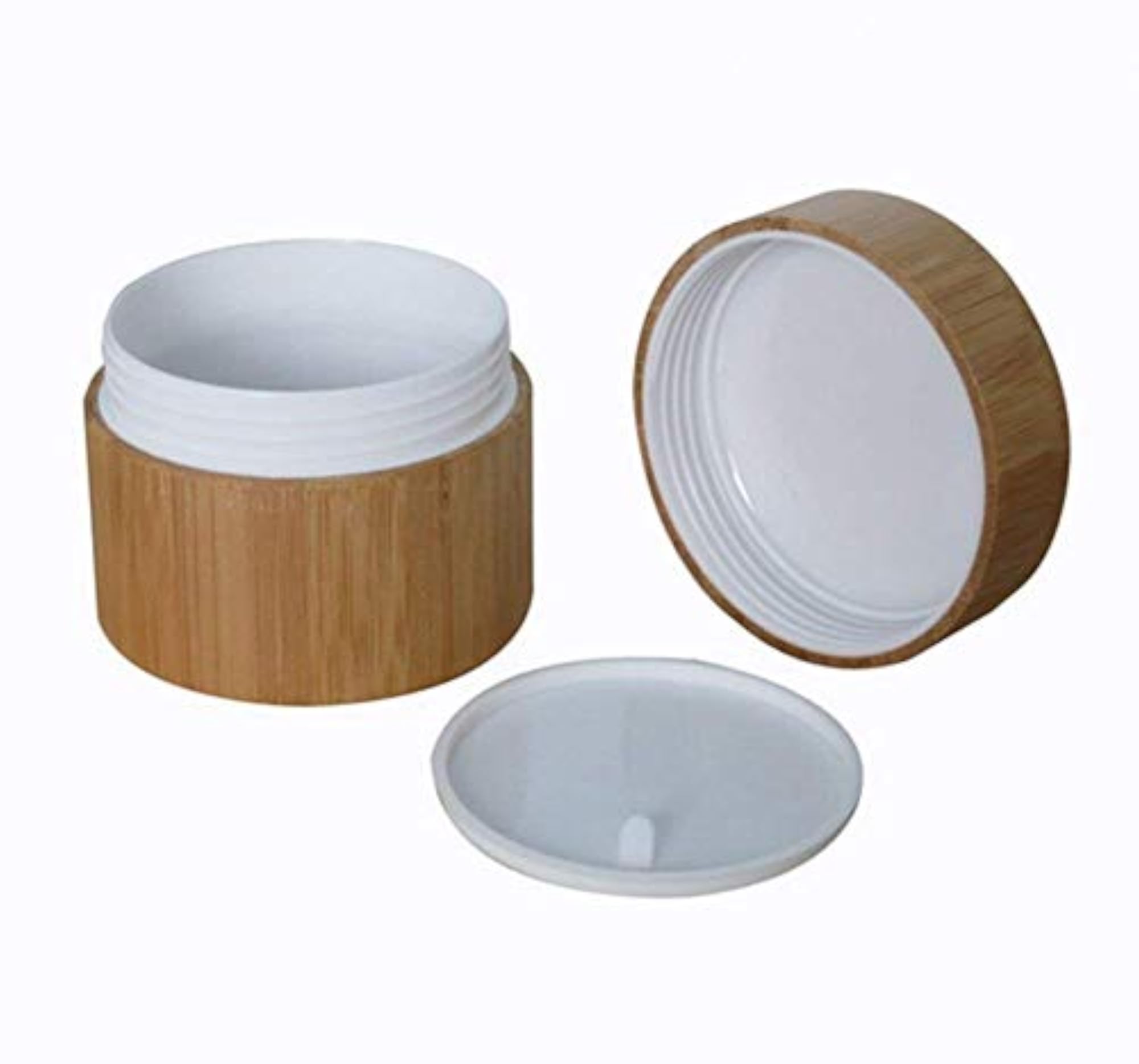 2pcs 15ml Refillable Cosmetic Jars with Bamboo Shell