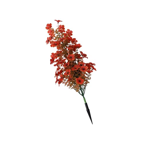 Bonbela Piquet D'arbustes Violets Artificiels, Piquet de Sol en Plastique avec Fleurs Réalistes pour Décoration Extérieure, Fausses Fleurs Rouge Coucher de...