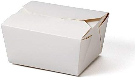 50 x No 1 (26oz) White Paper Hot Cold Food Container Box Leak Proof For Takeaway Jenpak