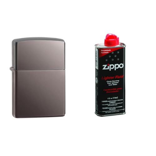 Image of Combo of Zippo Classic Black Ice Windproof Pocket Lighter and 4 oz. Premium Lighter Fluid