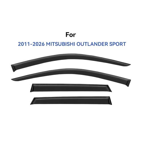 YQAUTEC Window Rain Guards Shield for 2011-2023 Mitsubishi Outlander Sport, Window Vent Visors Shades Wind Deflectors for 11-23 Mitsubishi ASX