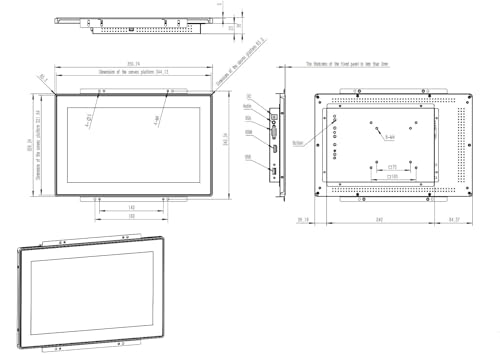 Image of 13.3 Inch Industrial PCAP Touchscreen Monitor, 1920x1080,Waterproof,VGA+HDMI Port, 24 /7 Continuous Working Open-Frame Monitor