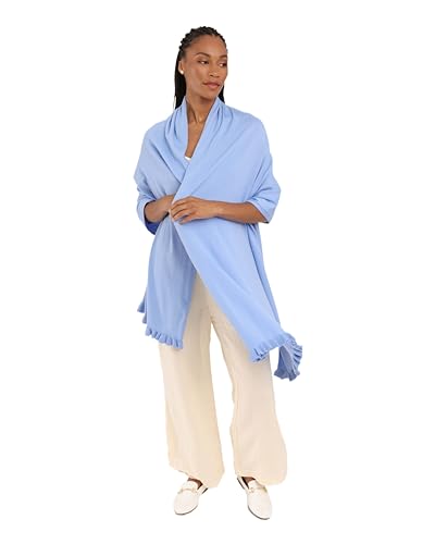 Cotton Cashmere Ruffle Trim Mini Travel Wrap2