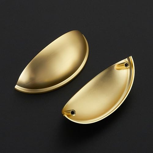 Image of Ravinte Brushed Gold Drawer Pulls Cabinet Cup Pulls 3 Inch 10 Pack | Kitchen Hardware, Cup Pull Shape, Cabinet Handles, Drawer Handles, Smooth Drawer Grip,For Dressers, Cupboards