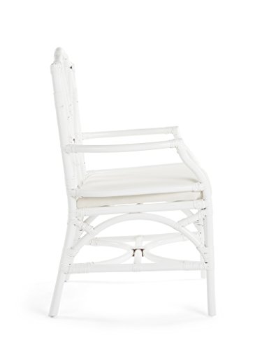 Kouboo Rattan Chippendale Upholstered Dining Armchair, White, Set Of 2 Chairs #TOP2