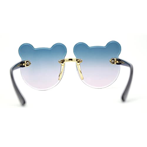 Kids Childs Rimless Teddy Bear Shape Bevel Lens Plastic Sunglasses4