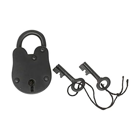 Nautical Cove Antique Solid Iron Lock with Skeleton Keys - Pirate Treasure Lock (2.75") Cover