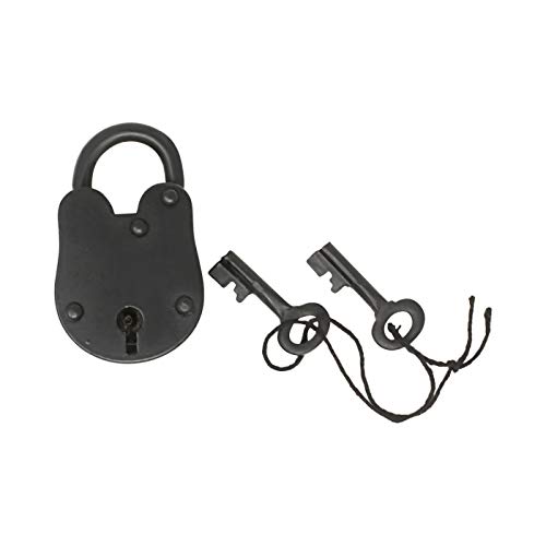 Image of Nautical Cove Antique Solid Iron Lock with Skeleton Keys - Pirate Treasure Lock (2.75 inch)
