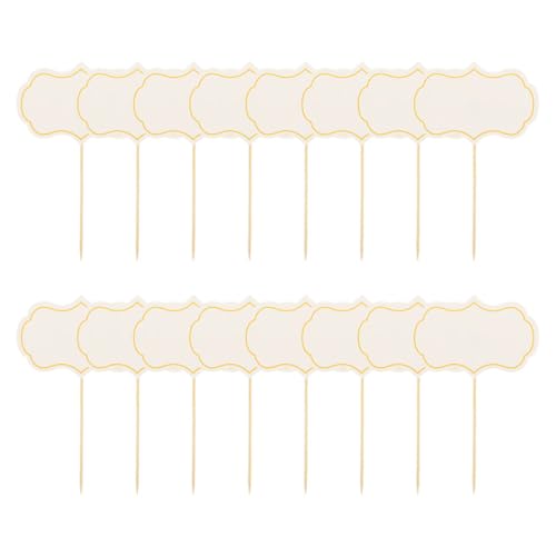 NUOBESTY 16 Pezzi Etichette Buffet per Formaggi e Salumi in Carta e Legno, Bandierine Stuzzicadenti Vuote Scrivibili per Matrimoni, Feste e Decorazioni Tavolo Compleanno