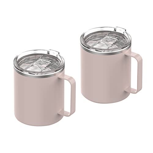 Goodbrew Camp Mug - Stainless Steel Insulated Mug With Strainer Lid | Double Wall | Comfortable Grip Handle | Perfect For Commuting, Camping Or Traveling (12Oz, 2 Pack) (Beige Crema) #TOP22