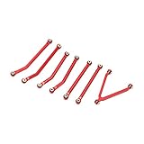 Biellette de châssis de Voiture 1/24 RC, Conception innovante en Alliage d'aluminium Fonctionnel Lien de châssis de Voiture 1/24 RC Support Solide pour Voiture LWB 133.7mm Axial SCX24 RC(Rouge)